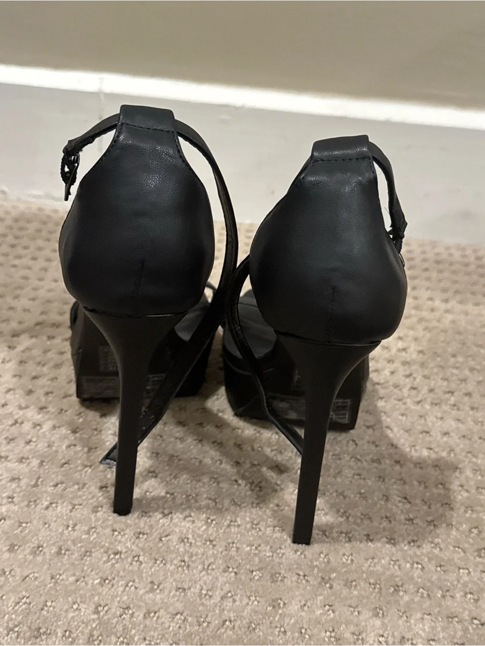 Forever 21 Black Platform Ankle-Strap Heels